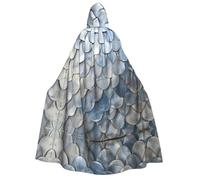 Tamiger Capa de carnaval con capucha de 190 cm con estampado de escamas de peces plateados, disfraz para eventos temáticos, festivales