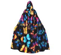 Tamiger Capa de carnaval con capucha de 190 cm con estampado de mariposas de colores para mujeres y hombres, disfraz de cosplay para eventos temáticos