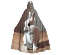 Tamiger Capa de carnaval con capucha para mujer y hombre, 190 cm, con estampado de conejo blanco, disfraz de cosplay para eventos temáticos