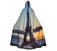 Tamiger Capa de carnaval con capucha para mujer y hombre, 190 cm, con estampado de la Torre Eiffel, disfraz para eventos temáticos