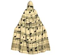 Tamiger Capa de carnaval con capucha para mujer y hombre, 190 cm, con estampado de notas musicales, disfraz para eventos temáticos