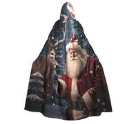 Tamiger Capa de carnaval con capucha para mujer y hombre, 190 cm, con estampado de Papá Noel, para cosplay, eventos temáticos