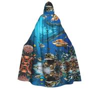 Tamiger Capa de carnaval con capucha para mujer y hombre, 190 cm, con estampado de tortugas marinas, disfraz de cosplay para eventos temáticos