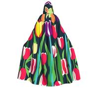 Tamiger Capa de carnaval con capucha para mujer y hombre, 190 cm, con estampado de tulipanes coloridos, para cosplay, eventos temáticos