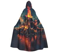 Tamiger Capa de carnaval con capucha para mujer y hombre, 190 cm, con estampado de volcán, para cosplay, eventos temáticos