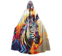 Tamiger Capa de carnaval con capucha y estampado abstracto de cebra para mujeres y hombres, 190 cm, disfraz de cosplay para eventos temáticos