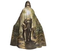Tamiger Capa de carnaval con capucha y estampado de elefantes asiáticos para mujeres y hombres, 190 cm, disfraz de cosplay para eventos temáticos