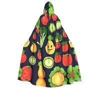 Tamiger Capa de carnaval con capucha y estampado de frutas y verduras de dibujos animados para mujeres y hombres, 190 cm, disfraz para eventos temáticos