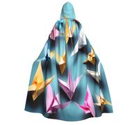 Tamiger Capa de papel de origami con estampado de grullas de papel para mujer y hombre, 190 cm, capa de carnaval, cosplay, disfraz temático, festival