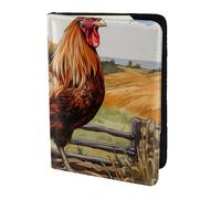 Tamiger Cartera unisex con estampado de gallo sobre madera en tierras agrícolas de 5.5 pulgadas, regalo para vacaciones, viajes de negocios, Black, Talla única