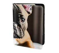 Tamiger Cartera unisex para documentos de viaje con estampado de bulldog francés, 5.5 pulgadas, regalo para vacaciones, viajes de negocios, Black, Talla única