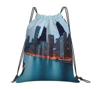 Tamiger Chicago Print - Mochila ligera y plegable con cordón para deportes al aire libre, entrenamiento, viajes, yoga, White, One Size, Clásico
