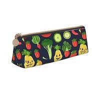 Tamiger Estuche de piel con estampado de frutas y verduras de dibujos animados de gran capacidad, bolsa suave con cremallera, para escuela, viajes, maquillaje