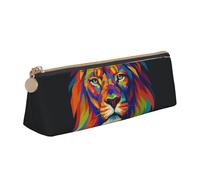 Tamiger Estuche de piel con estampado de león colorido de gran capacidad, bolsa suave con cremallera, para escuela, viajes, maquillaje
