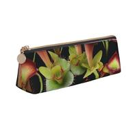 Tamiger Estuche de piel con estampado de plantas carnívoras de gran capacidad, bolsa suave con cremallera, para escuela, viajes, maquillaje