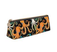 Tamiger Estuche de piel con estampado de pulpo de color de gran capacidad, bolsa suave con cremallera, para escuela, viajes, maquillaje
