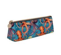 Tamiger Estuche de piel con estampado de pulpo de color de gran capacidad, bolsa suave con cremallera, para escuela, viajes, maquillaje