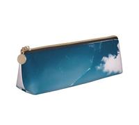 Tamiger Estuche de piel de gran capacidad con estampado de paisaje con montañas, bolsa lisa con cremallera para bolígrafos, escuela, viajes, maquillaje
