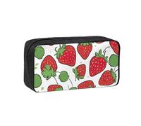 Tamiger Estuche organizador de papelería unisex con estampado de fresas de gran capacidad para llevar a diario