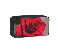 Tamiger Estuche organizador de papelería unisex de gran capacidad con diseño de flor de rosa roja para llevar a diario