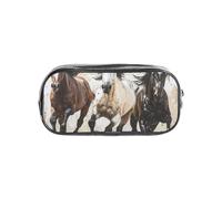 Tamiger Estuche transparente con diseño de caballos corriendo para lápices, organizador de artículos de papelería, bolsa de viaje, suministros de oficina
