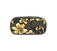 Tamiger Estuche transparente con estampado de flores negras y doradas, organizador de artículos de papelería, bolsa de viaje y suministros de oficina