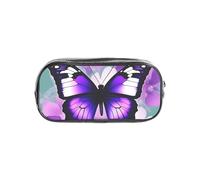 Tamiger Estuche transparente con estampado de mariposas moradas, organizador de artículos de papelería, bolsa de viaje y suministros de oficina