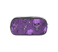Tamiger Estuche transparente con estampado de terror sobre fondo morado, organizador de artículos de papelería, bolsa de viaje y suministros de oficina