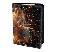 Tamiger Explosion Firework - Cartera unisex para documentos de viaje, diseño de fuegos artificiales de 5.5 pulgadas, regalo para vacaciones, viajes de negocios, Black, Talla única