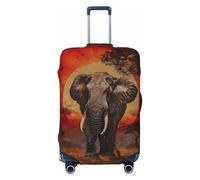 Tamiger Funda elástica universal para maleta, con estampado de atardecer, diseño de elefante, protector de equipaje, almacenamiento de accesorios, Black, L, Equipaje de mano