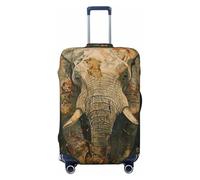 Tamiger Funda elástica universal para maleta, con estampado de elefante, protector de equipaje, almacenamiento de accesorios de viaje, Black, L, Equipaje de mano