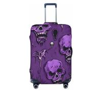 Tamiger Funda elástica universal para maleta, con estampado de terror sobre fondo morado, protector de equipaje elástico para almacenamiento de accesorios de viaje, Black, S, Equipaje de mano
