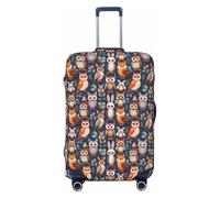 Tamiger Funda protectora de equipaje con estampado de búho, conejo, pájaro, zorro, elástica, lavable, universal, funda para maleta de viaje, Black, S