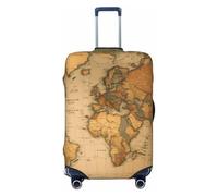 Tamiger Funda protectora de equipaje con estampado de mapa del mundo, elástica, lavable, universal, funda para equipaje de viaje, Black, L