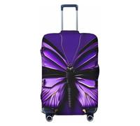 Tamiger Funda protectora de equipaje con estampado de mariposas moradas, elástica, lavable, universal, funda para equipaje de viaje, Black, M