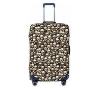Tamiger Funda protectora de equipaje elástica lavable con estampado de fondo de calavera, funda universal para maleta, funda de equipaje de viaje, Black, L