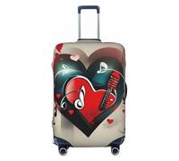 Tamiger Funda protectora universal para equipaje de viaje con estampado de amor y música, elástica, lavable, con texto "Treble Love and Music", Black, M