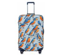 Tamiger Funda universal elástica para maleta, con estampado de pájaros azules y naranjas, protector de equipaje elástico para almacenamiento de accesorios de viaje, Black, XL, Equipaje de mano