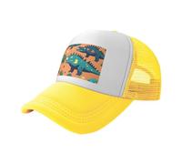 Tamiger Gorra de béisbol de malla transpirable ajustable con estampado de dinosaurio, para festivales al aire libre, viajes, deportes, ciclismo, amarillo, Talla única