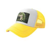 Tamiger Gorra de béisbol de malla transpirable ajustable con estampado de hojas de palma de dinosaurio, para festivales al aire libre, viajes, deportes, ciclismo, amarillo, Talla única