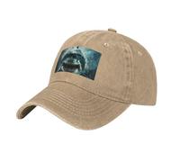 Tamiger Gorra de béisbol unisex de mezclilla lavada con estampado de tiburón para exteriores, para festivales, transpirable, casual, uso diario, natural, Talla única