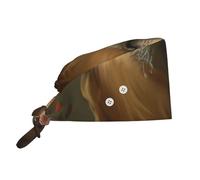 Tamiger Gorro de trabajo transpirable ajustable con estampado de perezoso para adultos, para enfermera, cocina, fitness, jardineros, color negro