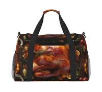 Tamiger Happy Thanksgiving - Bolsa de viaje de mano con estampado de pavo ligera, portátil, versátil y plegable