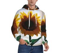Tamiger Hermosa sudadera con capucha para hombre con estampado de girasoles, para invierno y otoño, uso casual para viajes al aire libre y uso diario, Negro, S