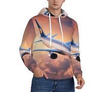 Tamiger Hermosa sudadera con capucha para hombre, diseño de avión, para invierno, otoño, uso casual, para viajes al aire libre y uso diario, Negro, XL