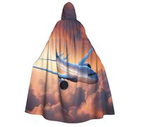 Tamiger Hermoso cielo con estampado de avión para mujeres y hombres, capa de carnaval con capucha de 190 cm, disfraz de cosplay para eventos temáticos