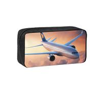 Tamiger Hermoso estuche unisex con estampado de avión de gran capacidad, organizador de papelería para llevar a diario