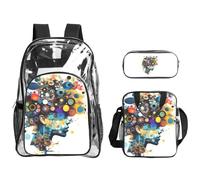 Tamiger Juego de mochila transparente de 3 piezas con estampado de cerebro de inteligencia artificial para viajes, aventuras al aire libre, vacaciones, bolsa transparente