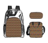 Tamiger Juego de mochila transparente de 3 piezas con estampado nacional africano para viajes, aventuras al aire libre, vacaciones, bolsa transparente