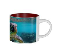 Tamiger Lord Howe Island Sea Turtle Print Tazas de cerámica de gran capacidad para el hogar, oficina, uso diario, camping, picnic, cocina, juegos de regalo